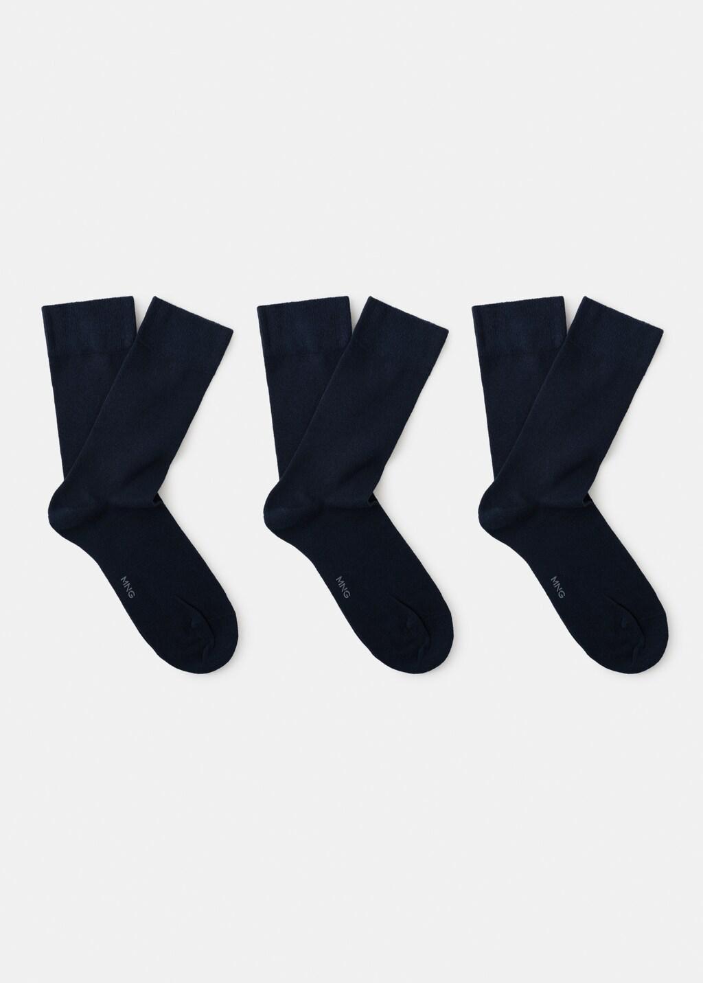 Navy Cotton Socks, Set Of 3, Navy, large image number 3