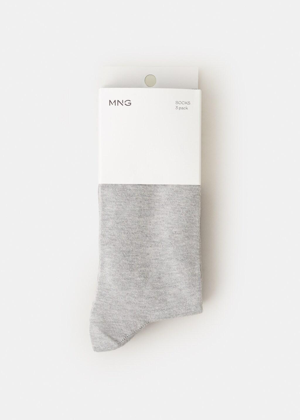 Grey Pack Of 3 Cotton Socks, 0201_92, large image number 0