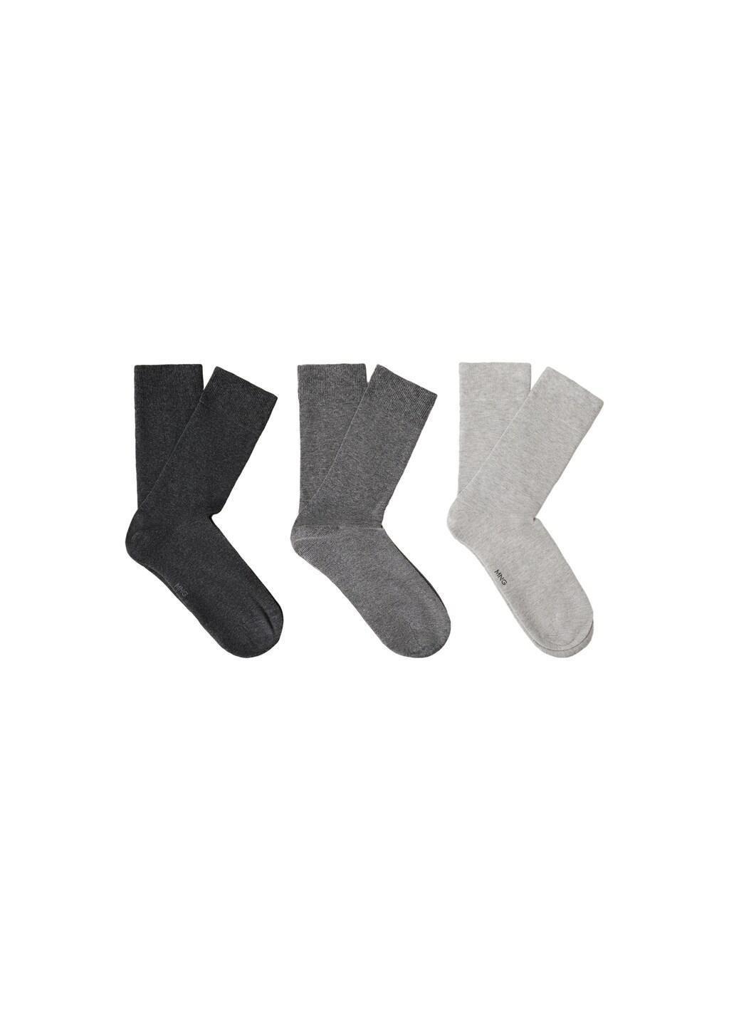 Grey Pack Of 3 Cotton Socks, 0201_92, medium