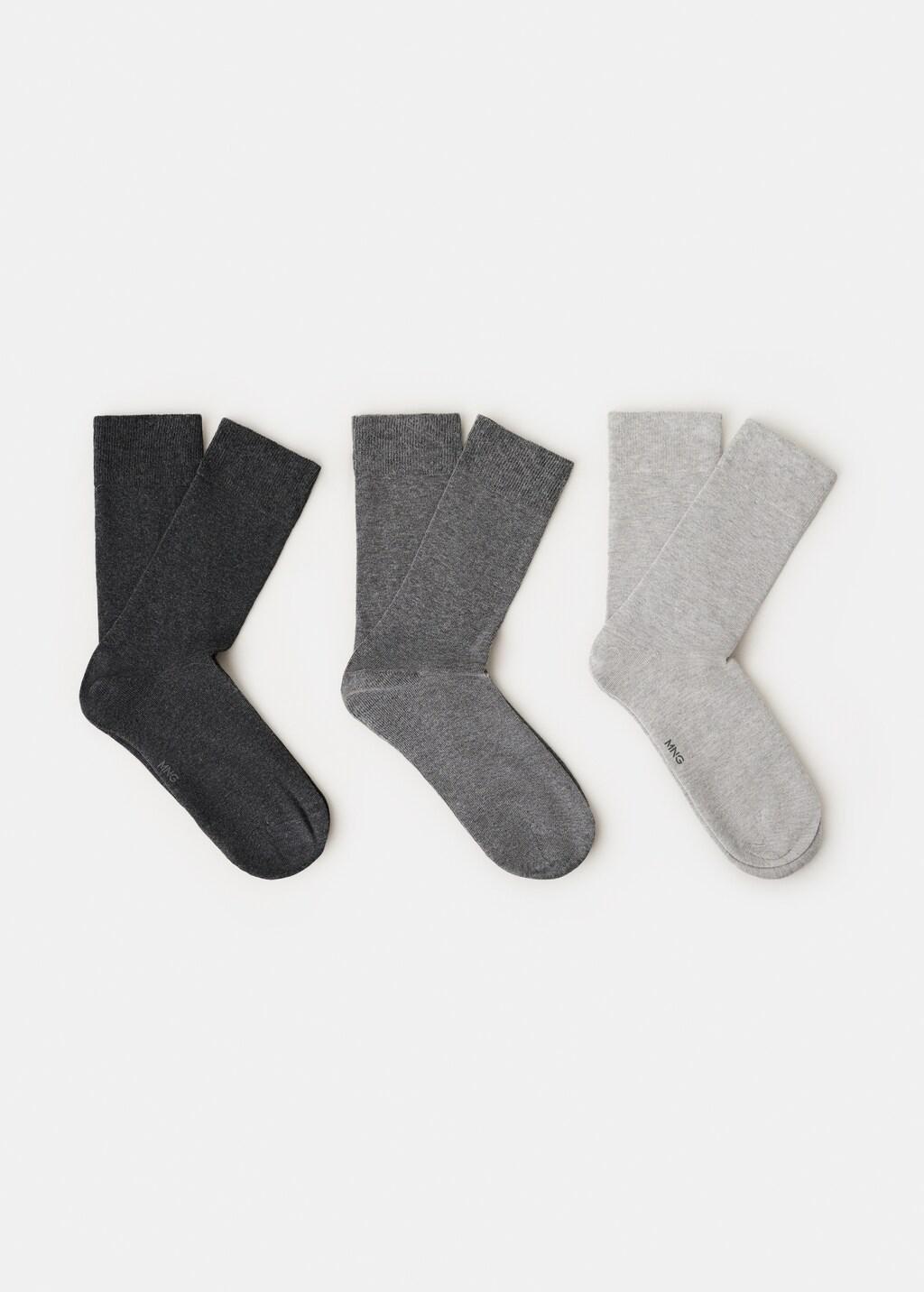 Grey Pack Of 3 Cotton Socks, 0201_92, large image number 3