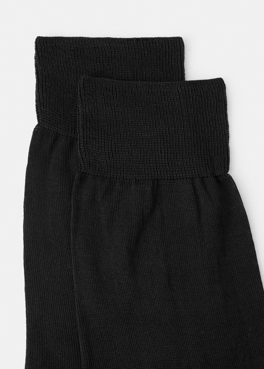 Black Long Cotton Socks, Set Of 2, Black, large image number 1