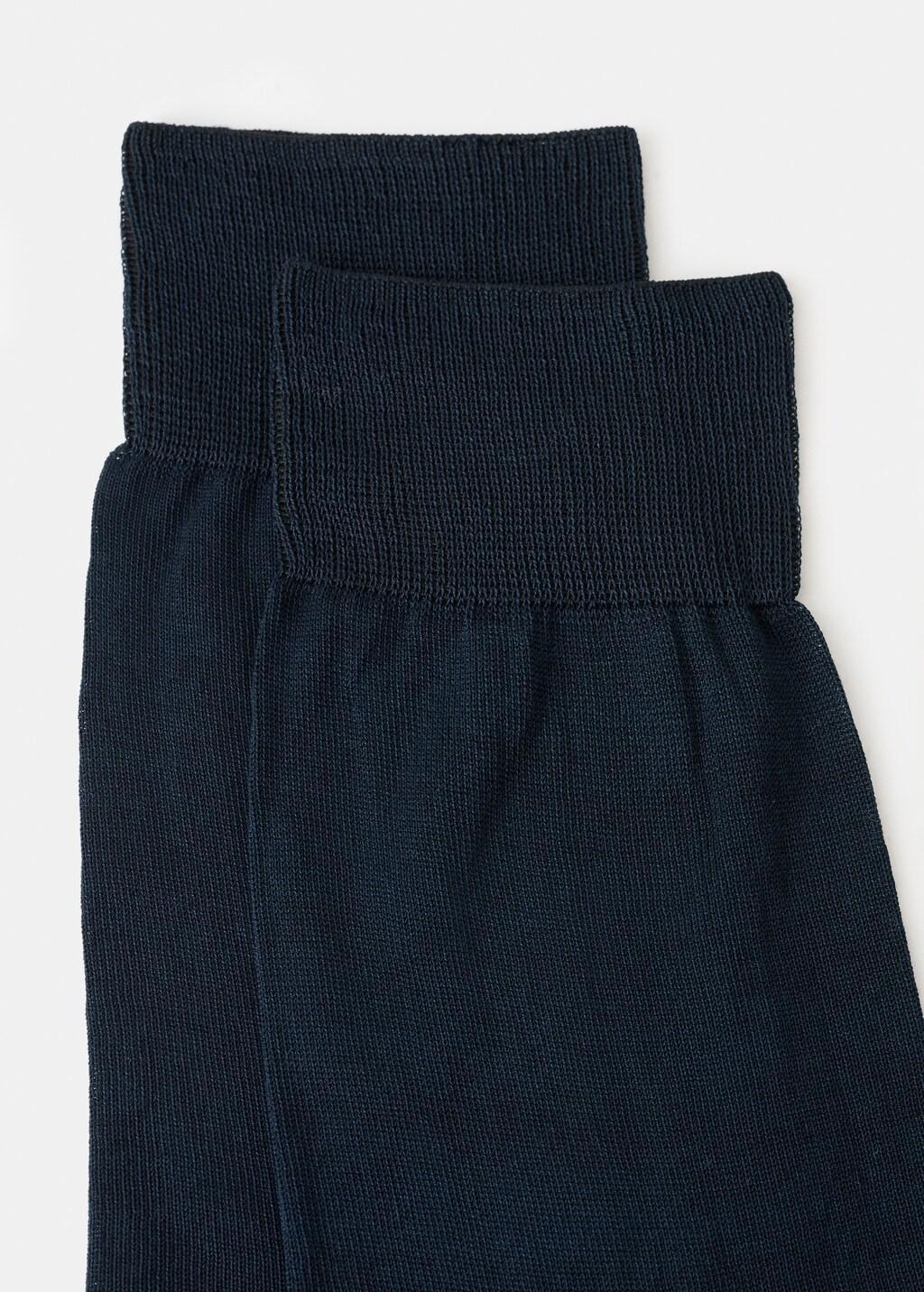 Navy Pack Of 2 Long Cotton Socks, Navy, large image number 0