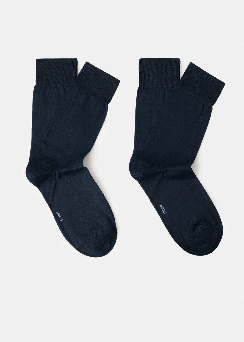 Navy Pack Of 2 Long Cotton Socks, Navy, large image number 3