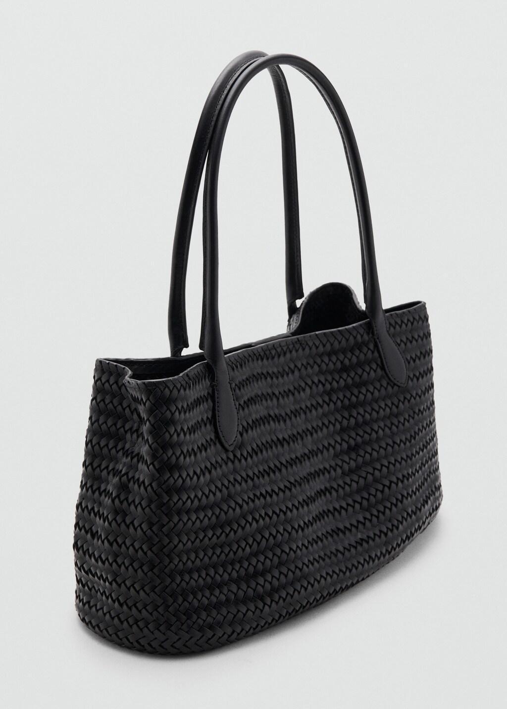 Black Braided Leather Bag, Black, large image number 0