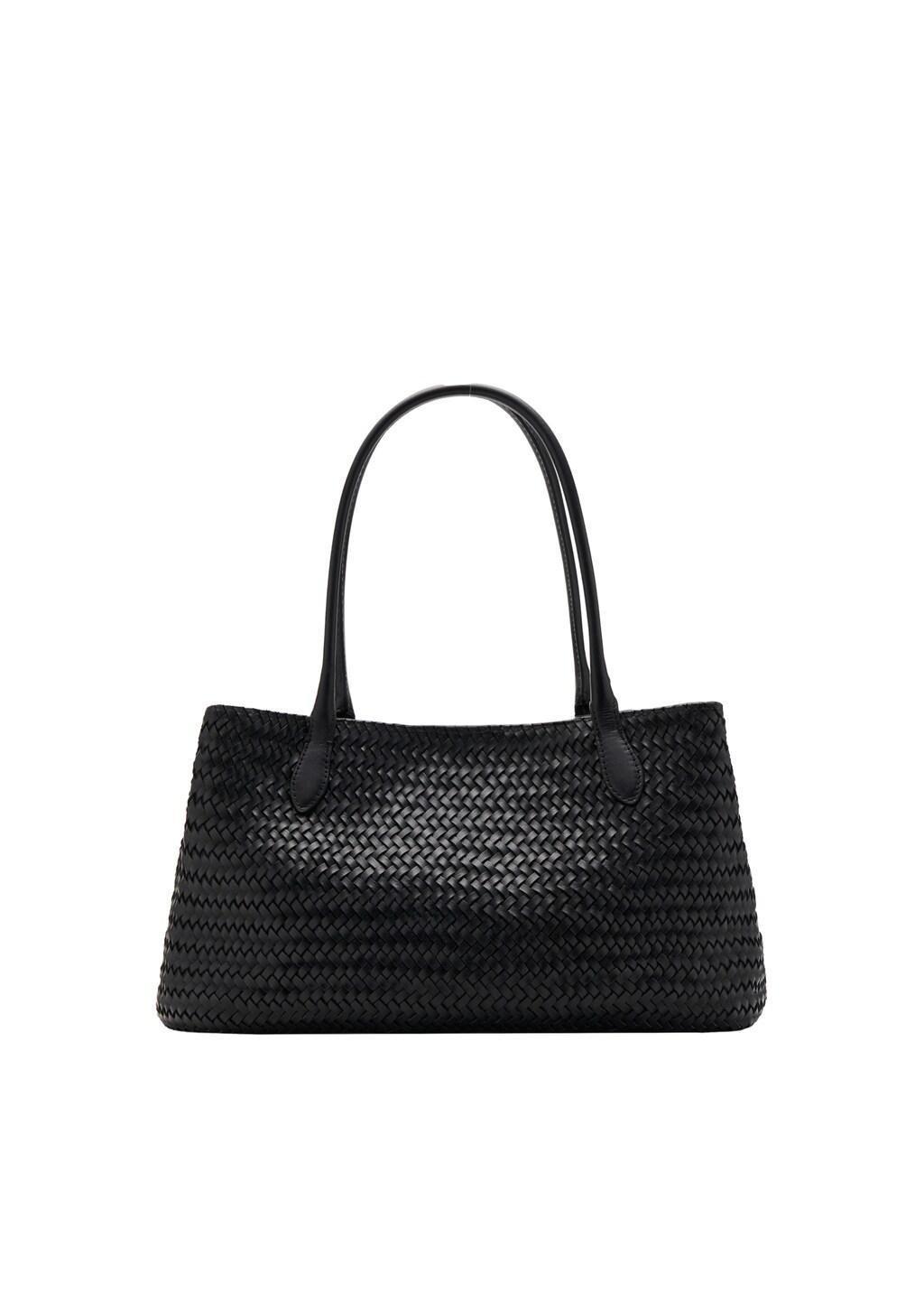 Black Braided Leather Bag, Black, large image number 2