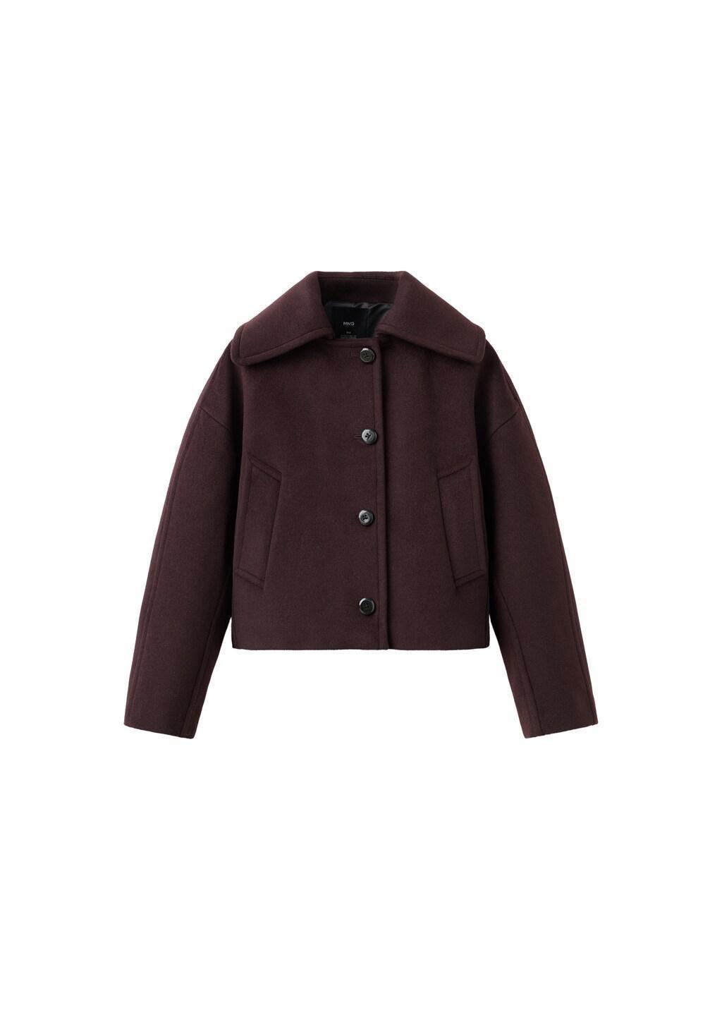 Burgundy Wool Jacket With Shirt Collar, Dark Red, large image number 6