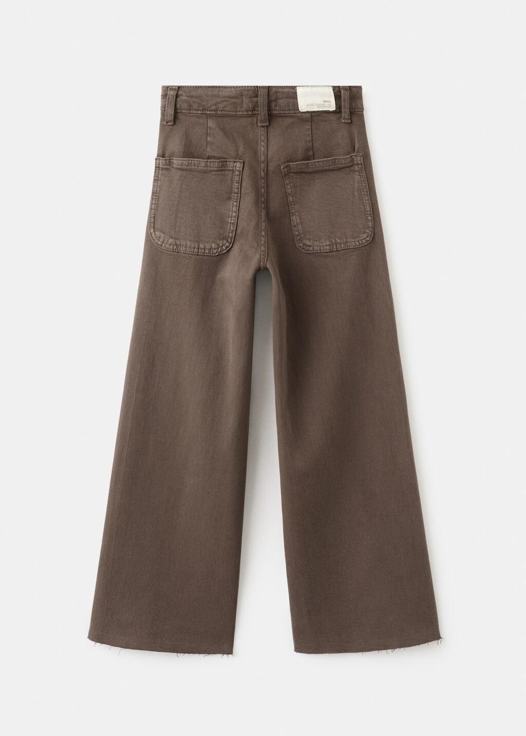 Brown Culotte Jeans With Seam Detail, Kids Girl, Brown, large image number 2