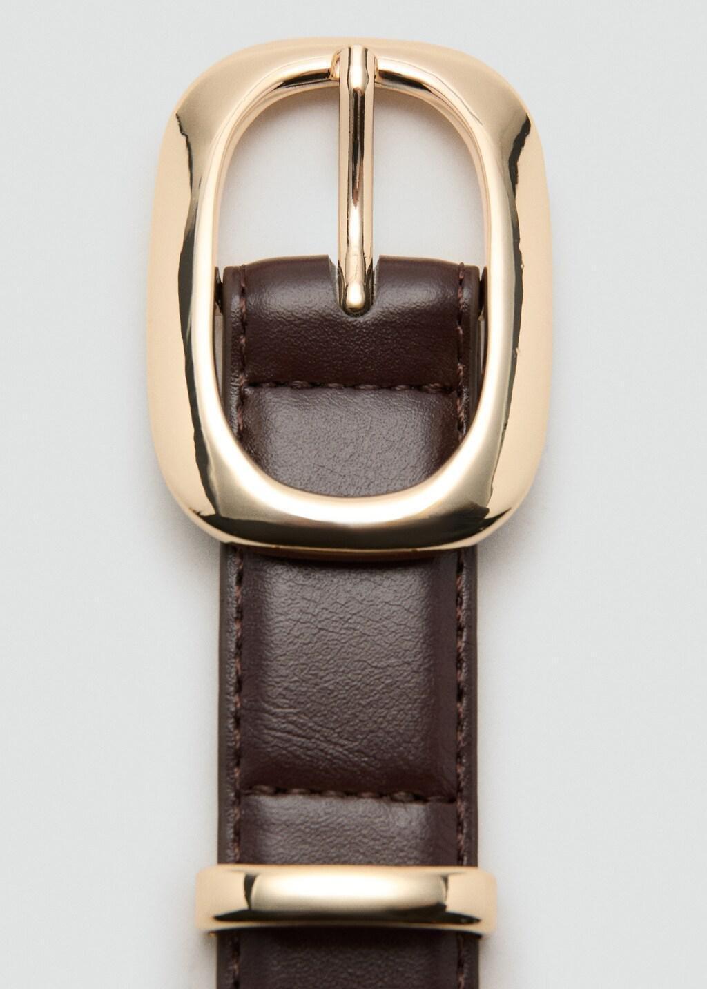 Brown Square Buckle Belt, Dark Brown, large image number 0