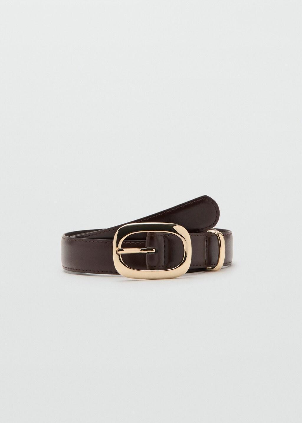 Brown Square Buckle Belt, Dark Brown, large image number 3