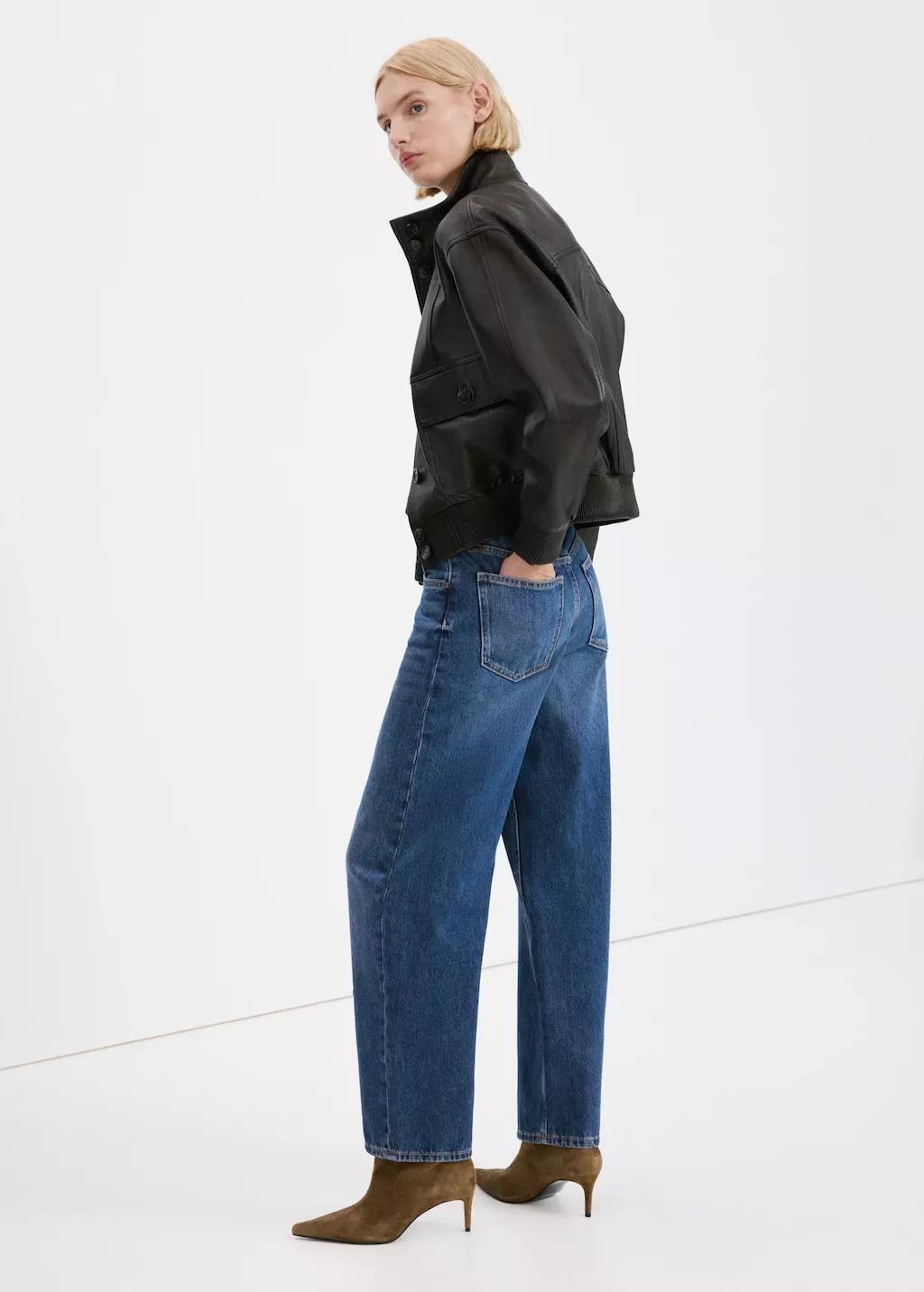 Blue High-Waisted Barrel Jeans, Open Blue, large image number 2