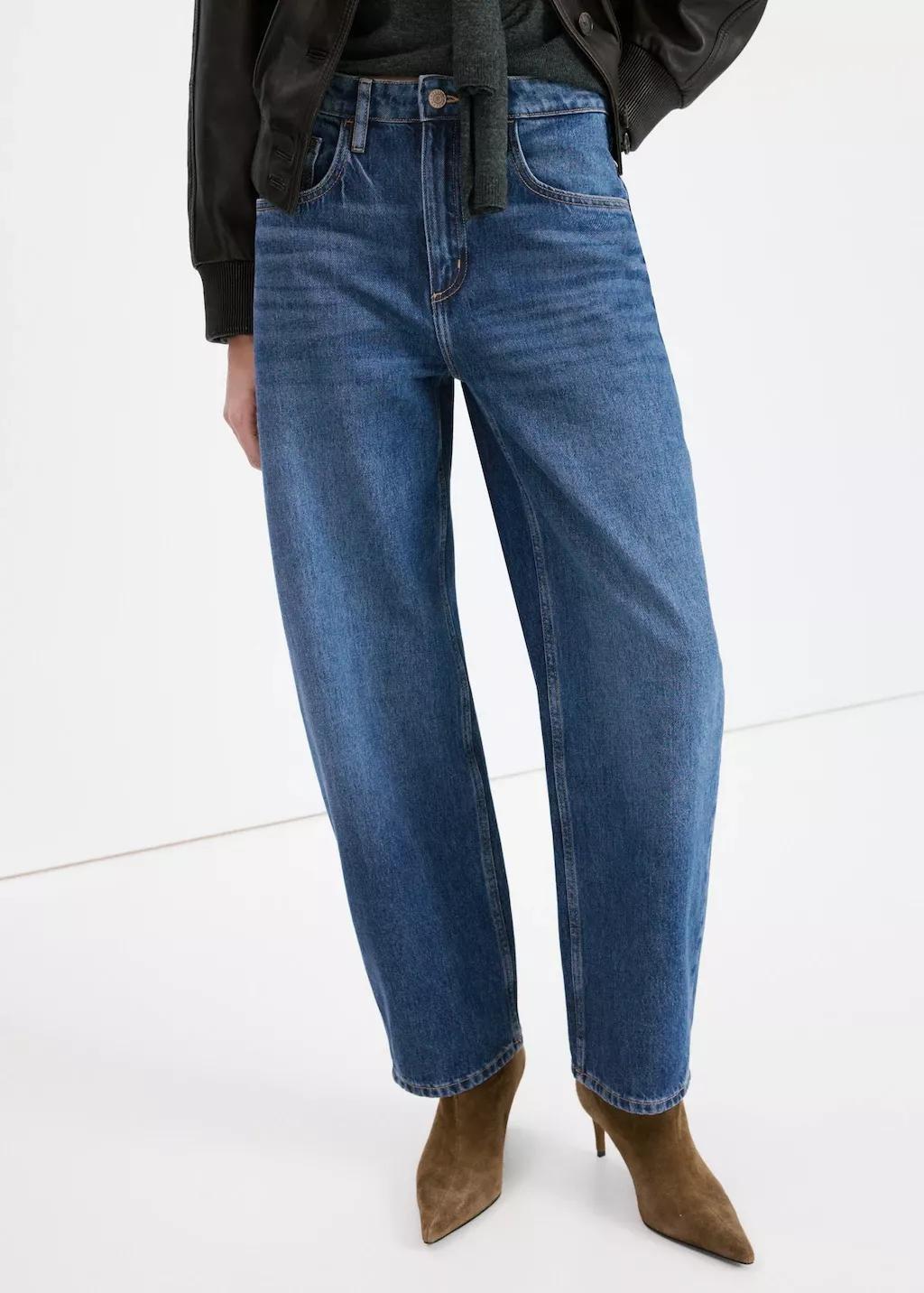 Blue High-Waisted Barrel Jeans, Open Blue, large image number 3
