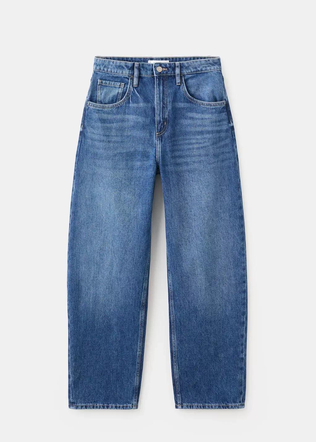 Blue High-Waisted Barrel Jeans, Open Blue, large image number 9