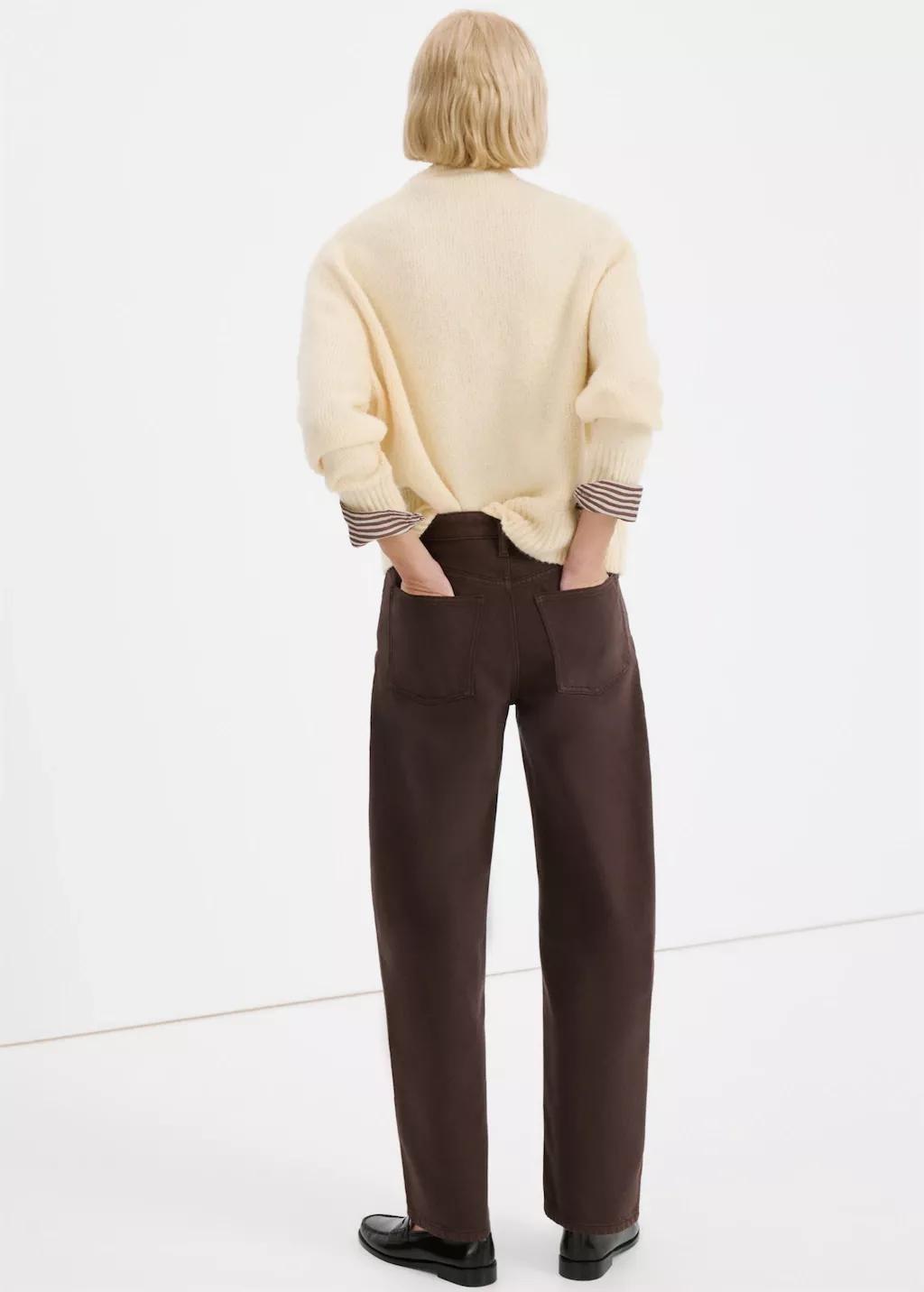 Brown High-Waisted Barrel Jeans, Dark Brown, large image number 2