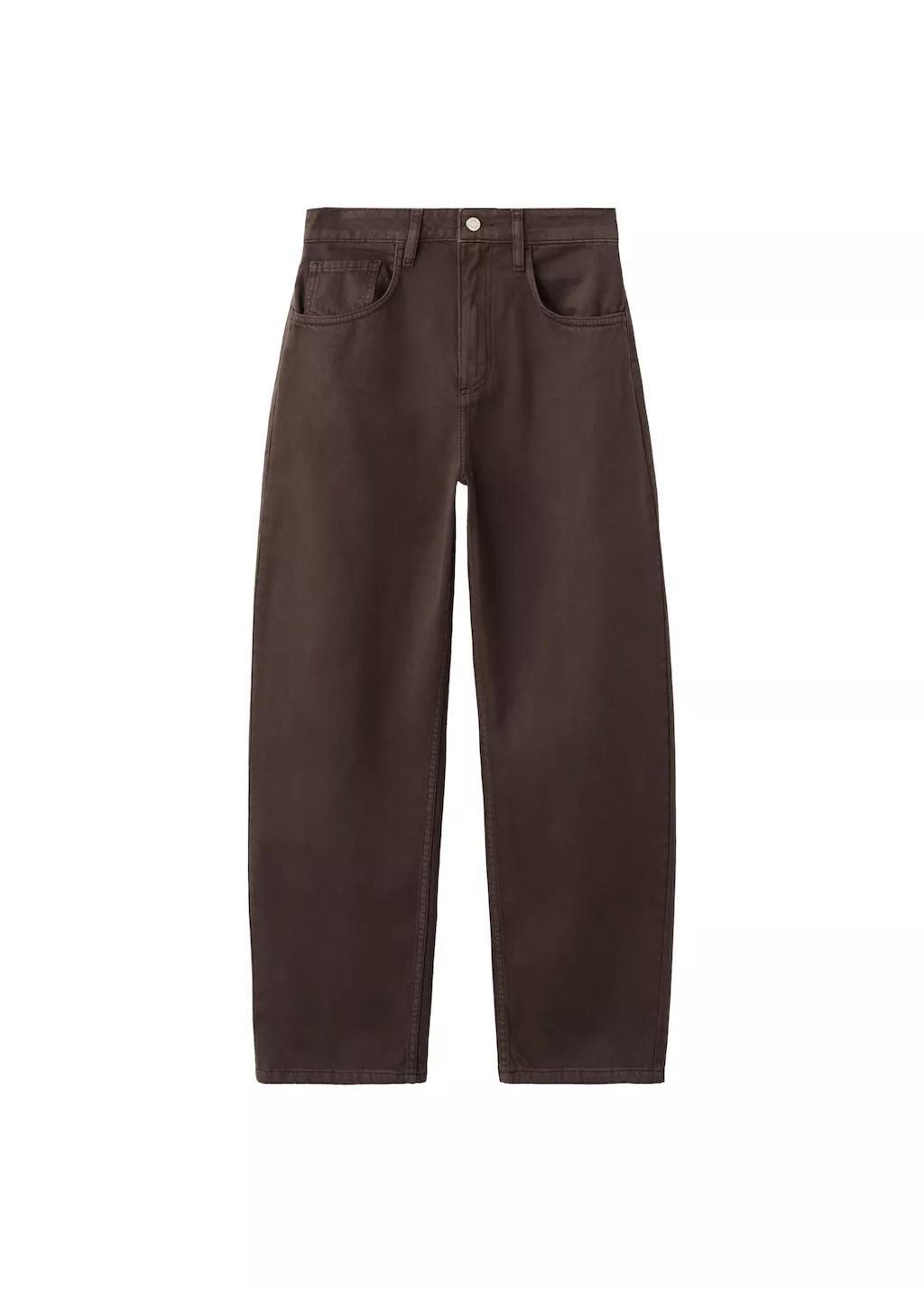 Brown High-Waisted Barrel Jeans, Dark Brown, large image number 7