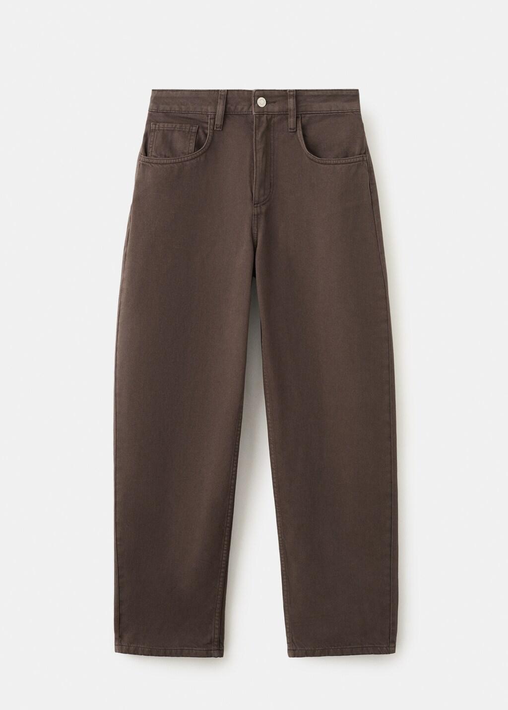 Brown High-Waisted Barrel Jeans, Dark Brown, large image number 8