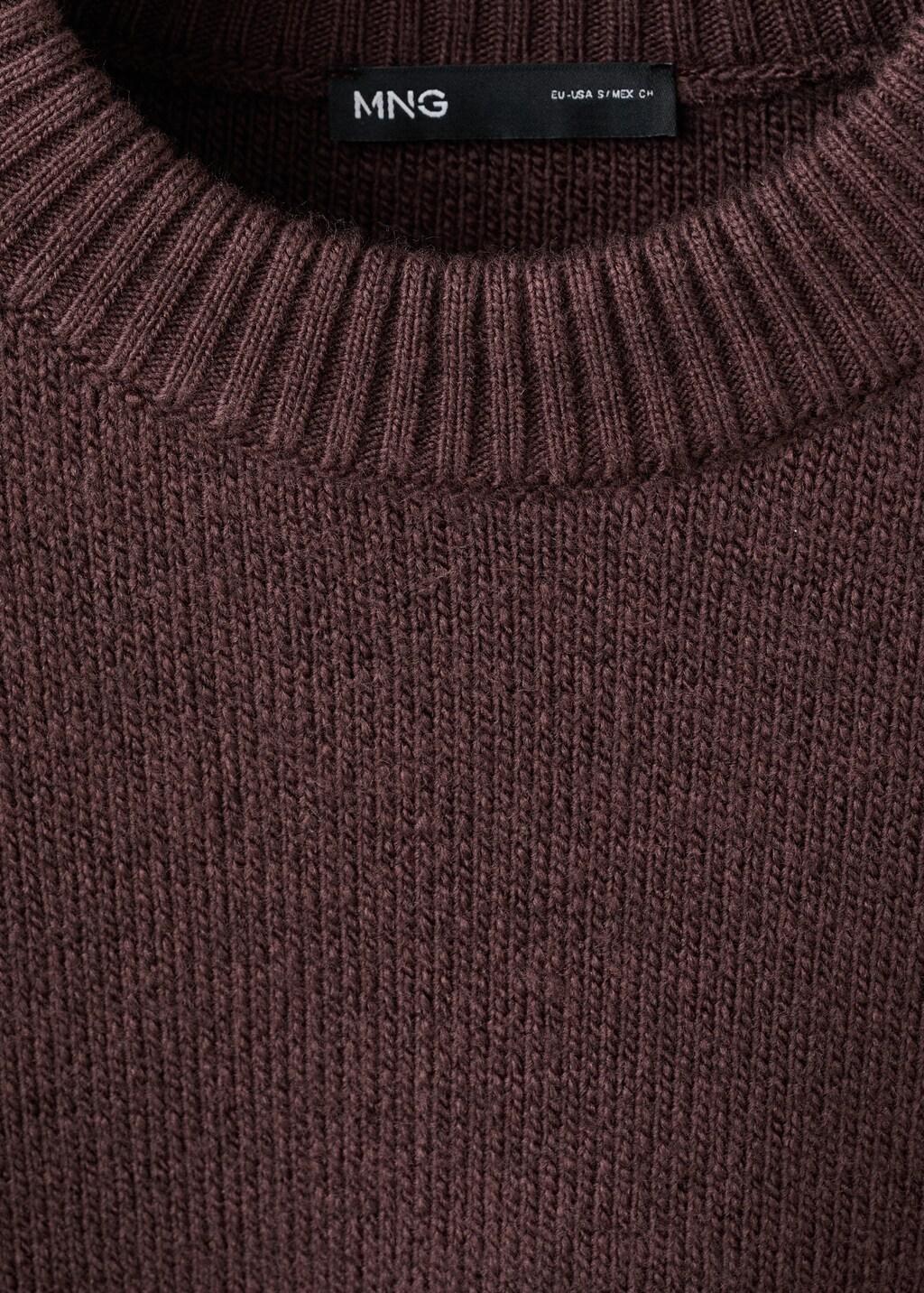 Red Round-Neck Knitted Sweater, Dark Red, medium