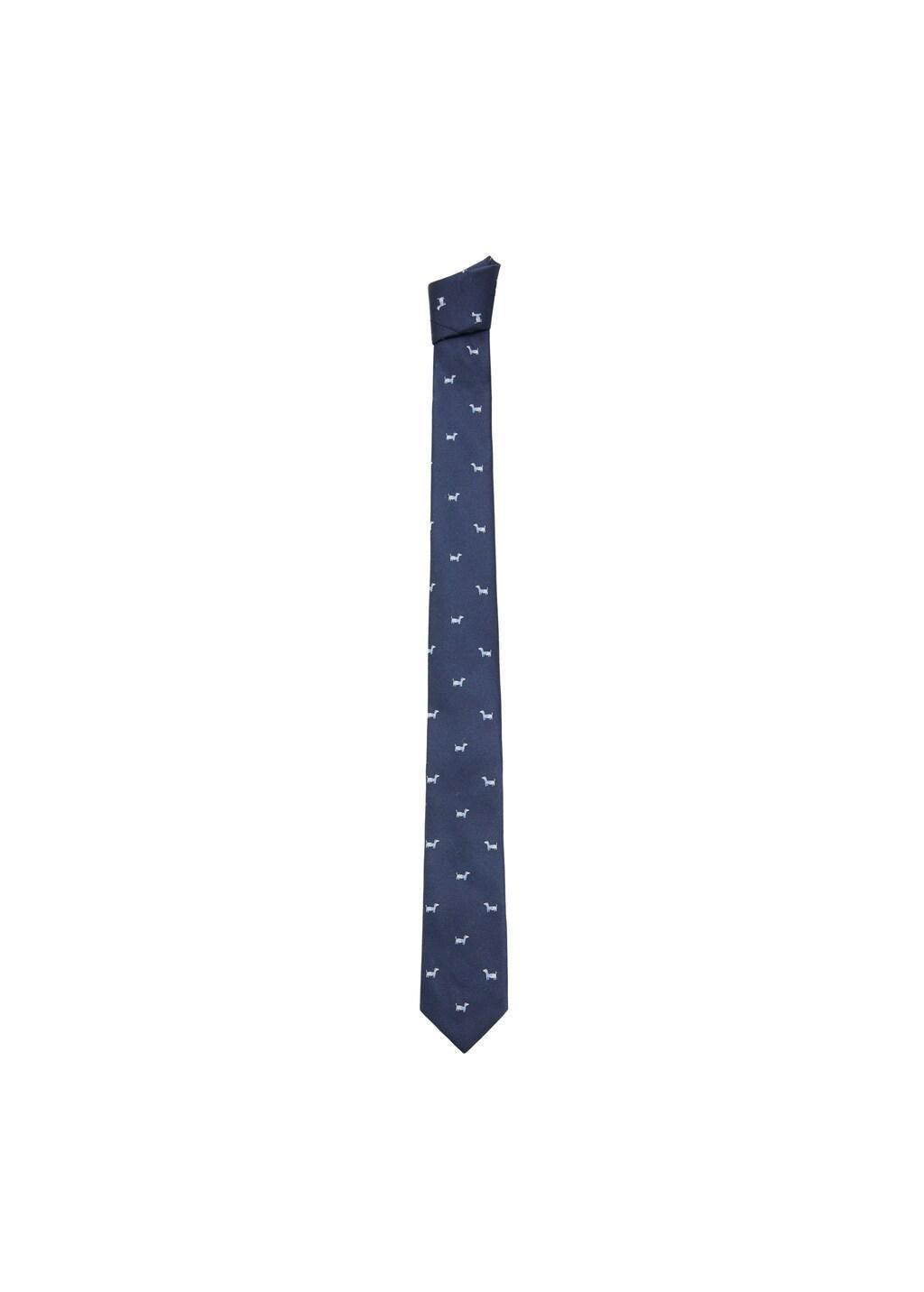 Navy Dog Design Tie, Kids Boys, Navy, large image number 1