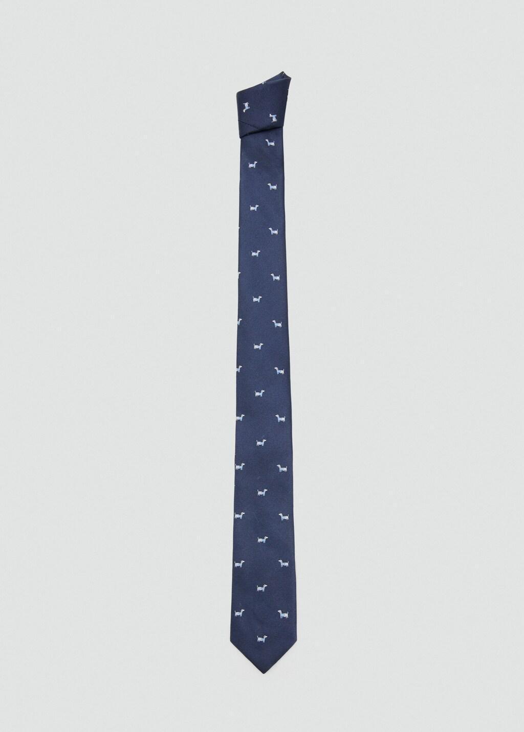 Navy Dog Design Tie, Kids Boys, Navy, large image number 2