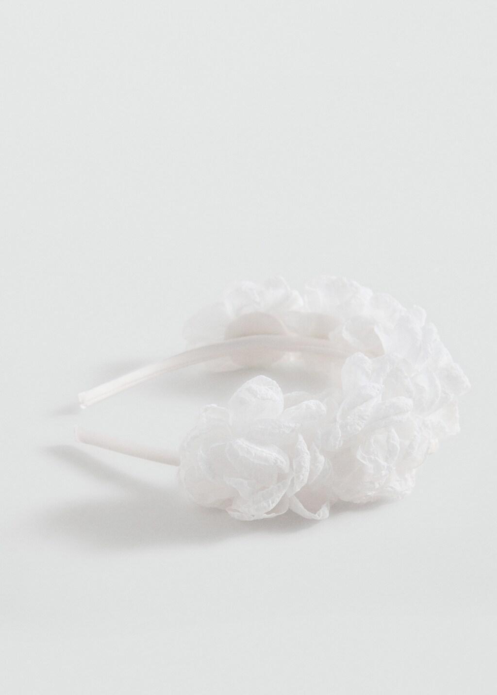 White Flower Hairband, Kids Girl, White, large image number 1