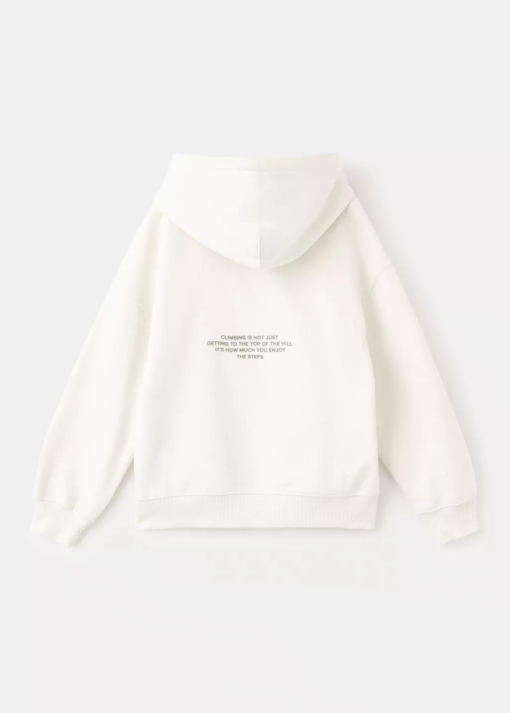 Beige Printed Cotton Sweatshirt, Light Beige, large image number 2