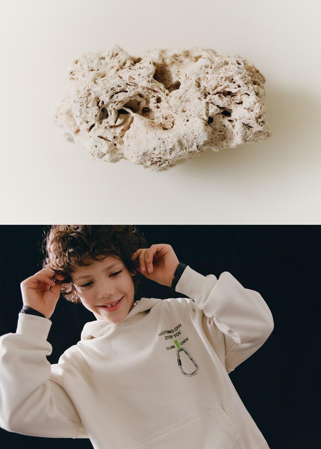 Beige Printed Cotton Sweatshirt, Light Beige, large image number 4