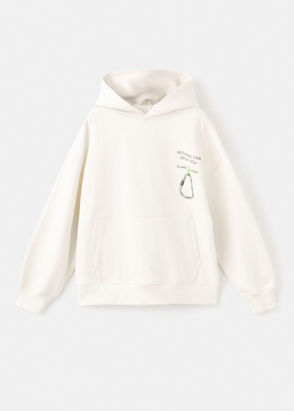 Beige Printed Cotton Sweatshirt, Light Beige, large image number 5