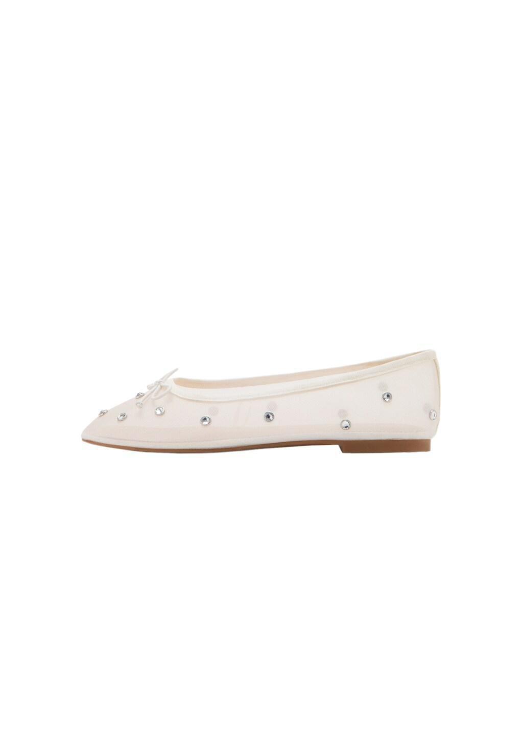 White Rhinestone Ballet Flats , Kids Girlss, Natural White, large image number 3