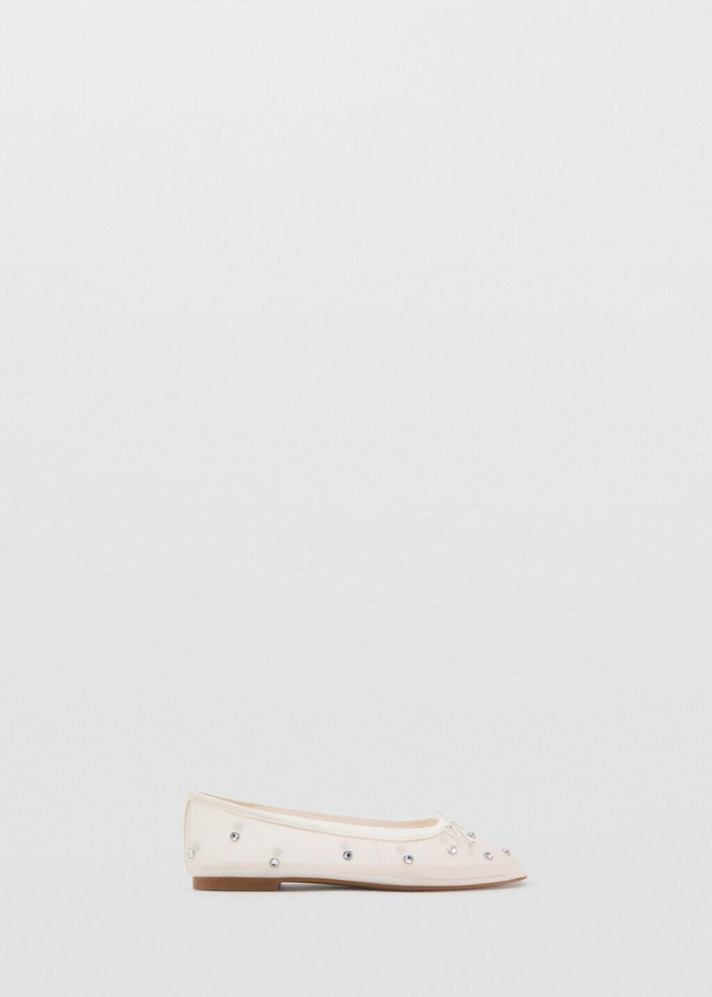 White Rhinestone Ballet Flats , Kids Girlss, Natural White, large image number 4