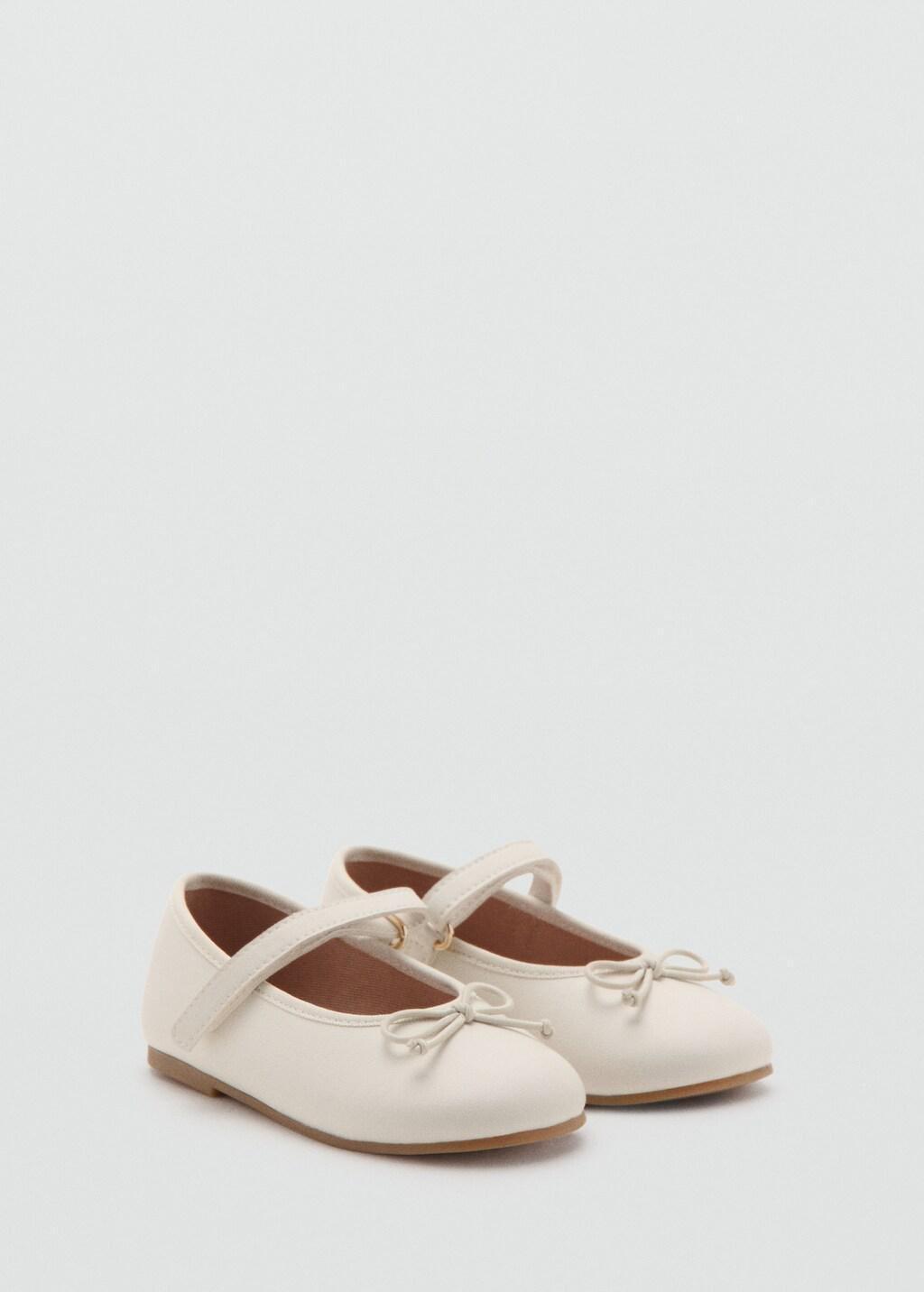 White Ballerinas With Strip And Bow Detail, Baby Girls, Natural White, large image number 1