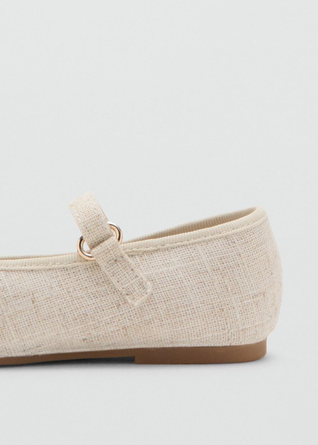 NATURAL WHITE Linen Velcro Ballerina Flats, Baby Girl, Natural White, large image number 1