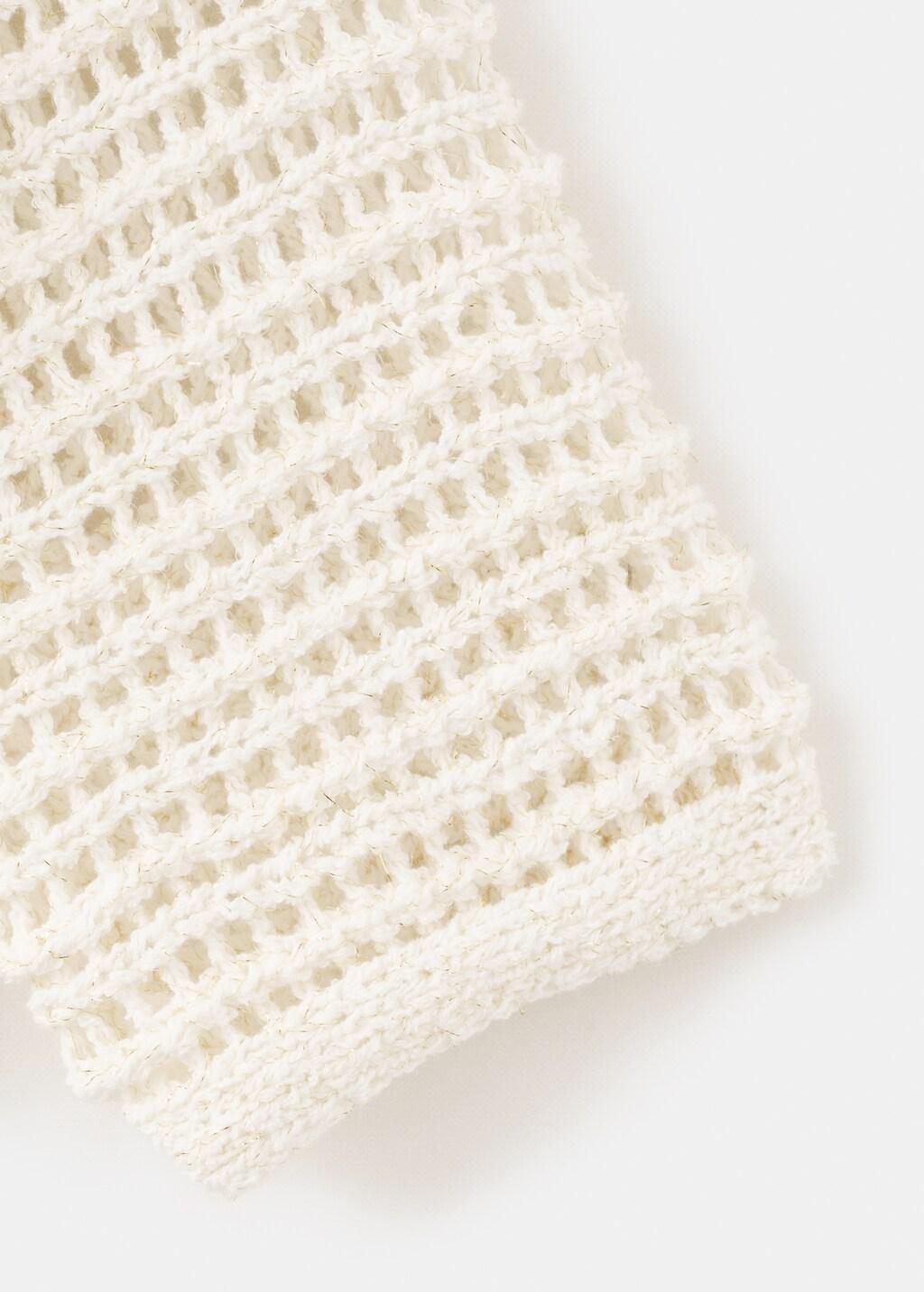 Beige Openwork Knit Cardigan, Kids Girl, Light Beige, medium