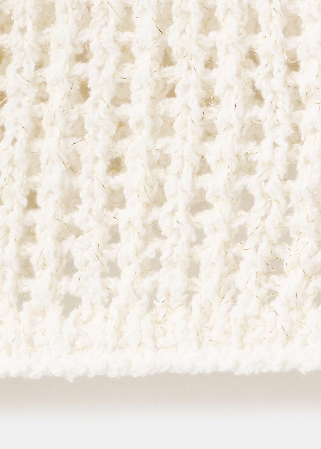 Beige Openwork Knit Cardigan, Kids Girl, Light Beige, large image number 2