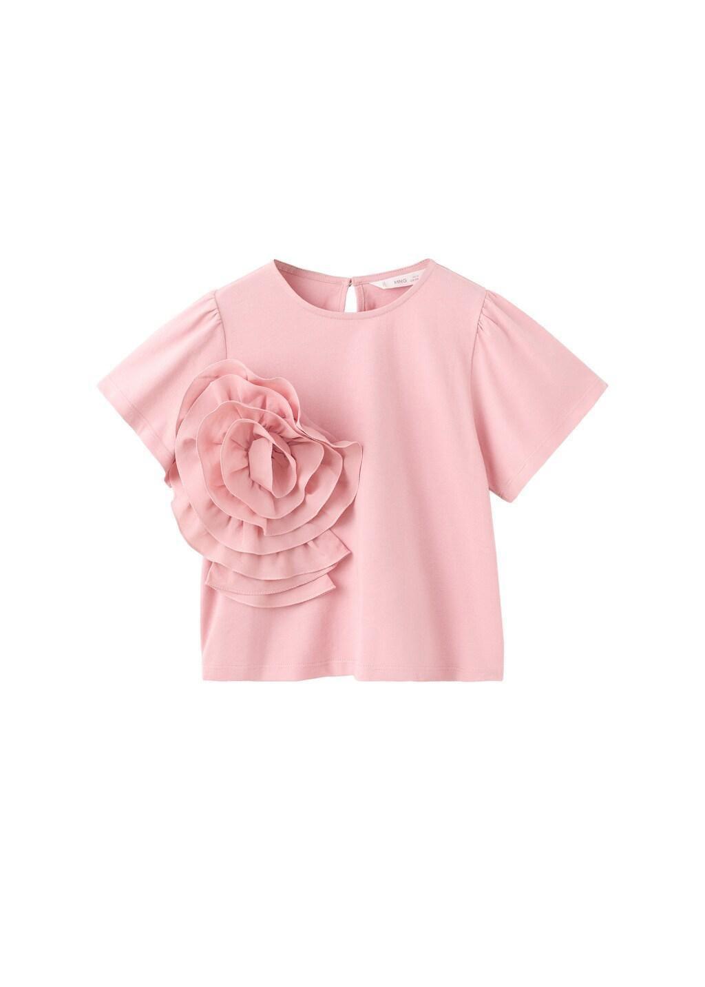 Pink Embossed Flower T-Shirt, Kids Girls, Pink, large image number 3