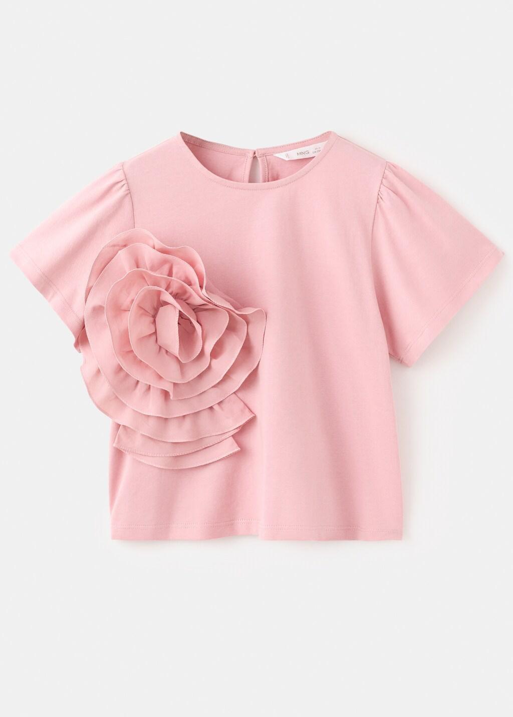 Pink Embossed Flower T-Shirt, Kids Girls, Pink, large image number 4
