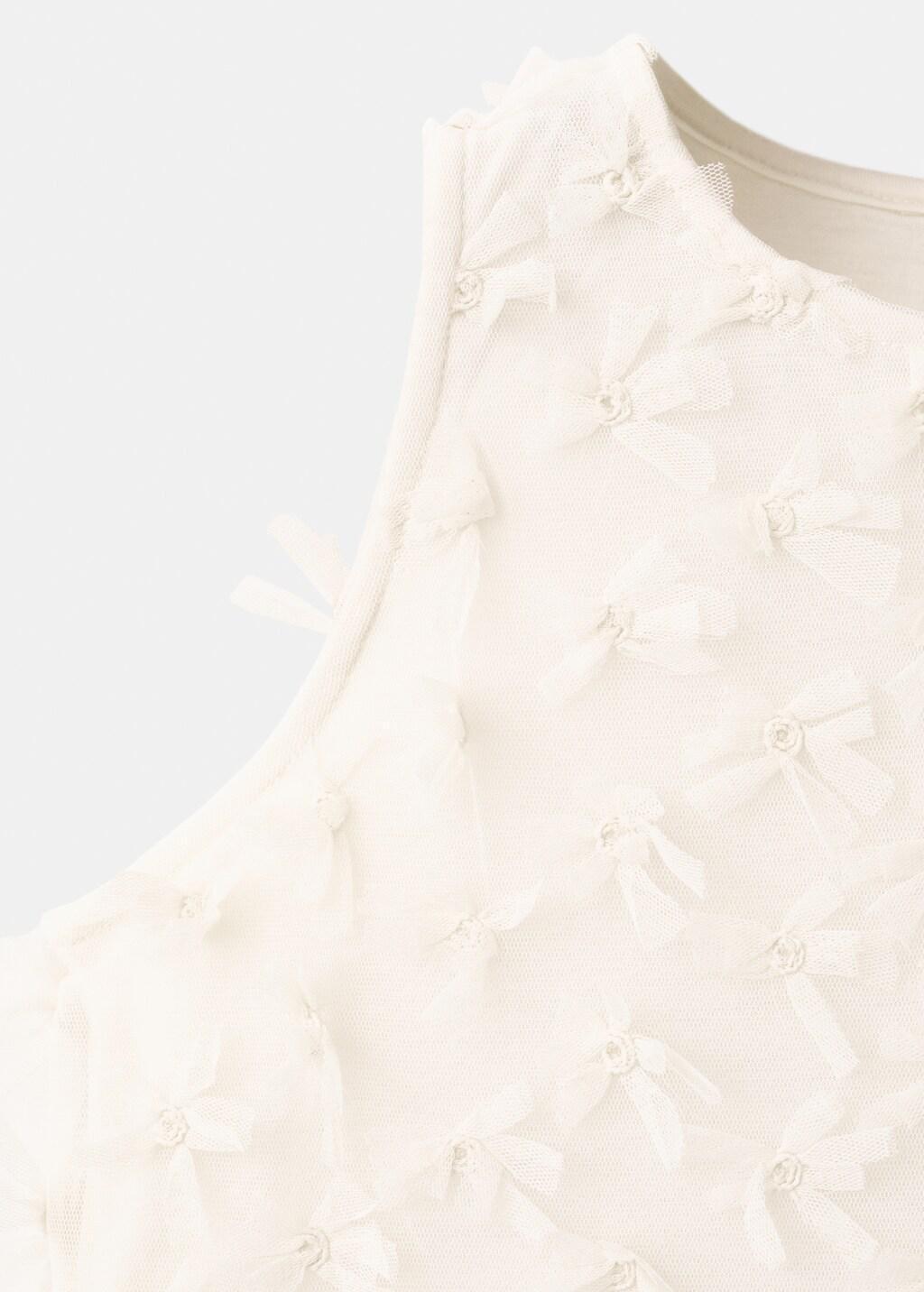 White Embossed Flowers T-Shirt, Kids Girl, Natural White, medium