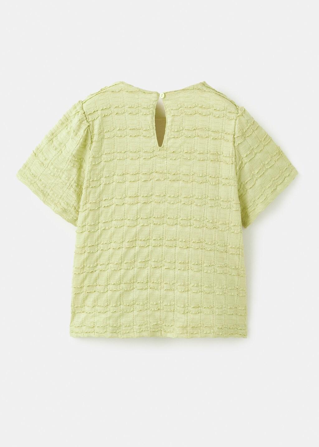 Yellow Textured Flowy T-Shirt, Kids Girl, Bright Yellow, large image number 2