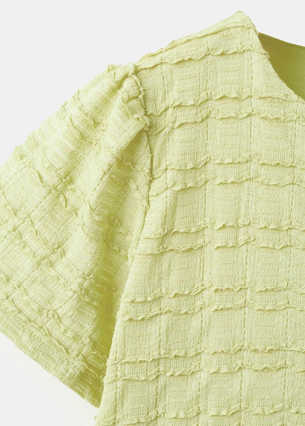 Yellow Textured Flowy T-Shirt, Kids Girl, Bright Yellow, large image number 3