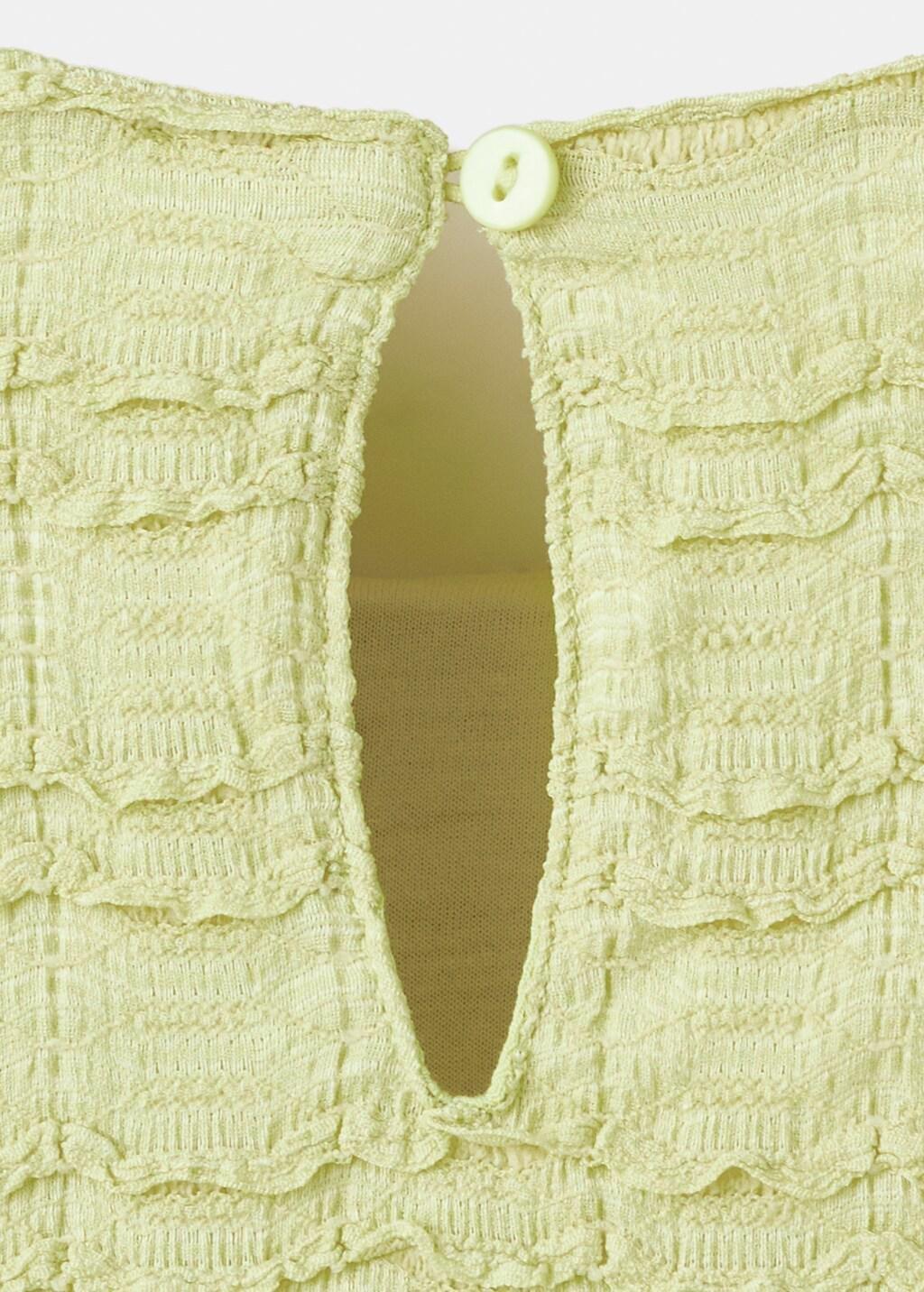 Yellow Textured Flowy T-Shirt, Kids Girl, Bright Yellow, large image number 4