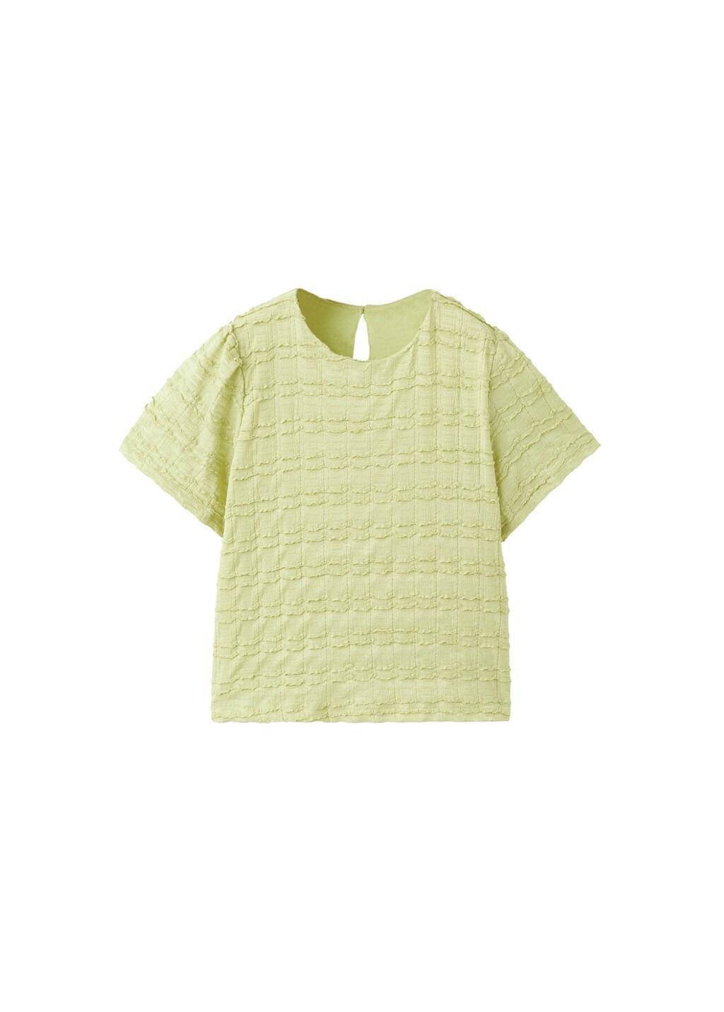 Yellow Textured Flowy T-Shirt, Kids Girl, Bright Yellow, large image number 5