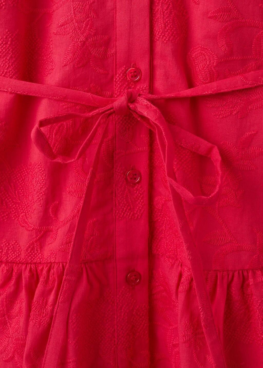 Red Embroidered Shirt Dress, 0201_74, large image number 1