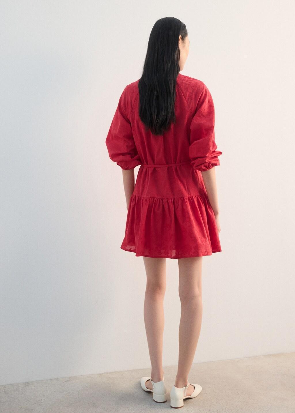 Red Embroidered Shirt Dress, 0201_74, large image number 2