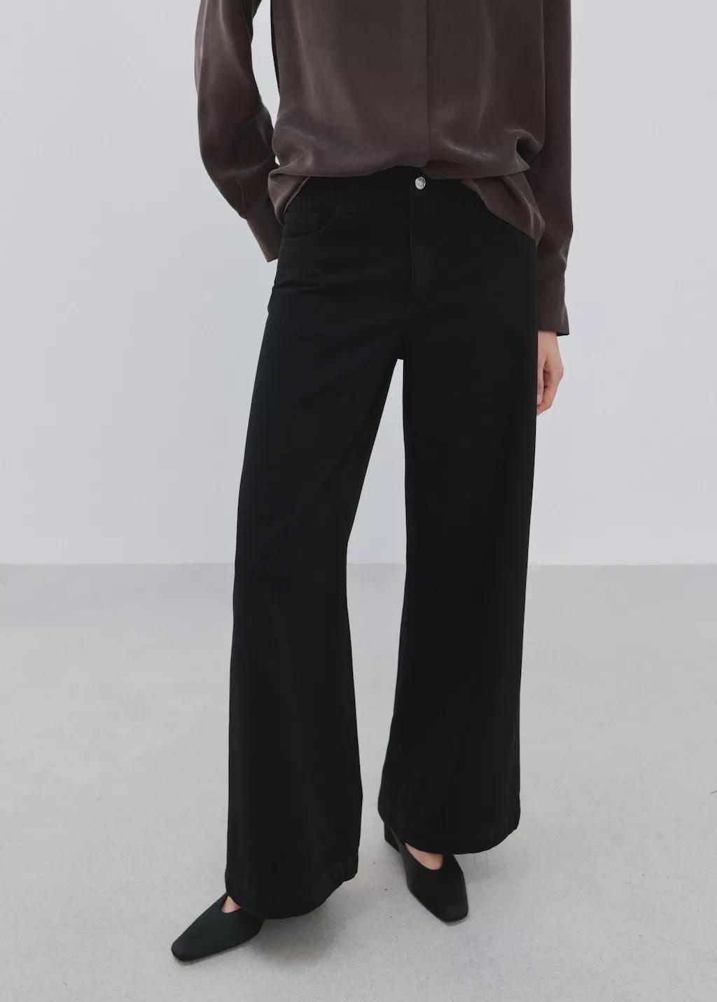 Grey Wide Leg Mid-Rise Jeans, 0201_TN, large image number 3