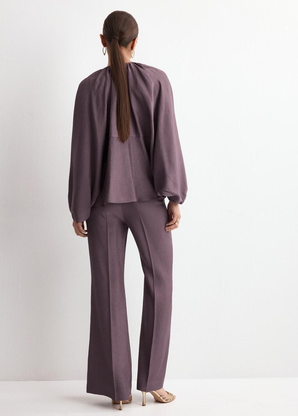 Purple Straight Mid-Rise Trousers, Medium Purple, large image number 2