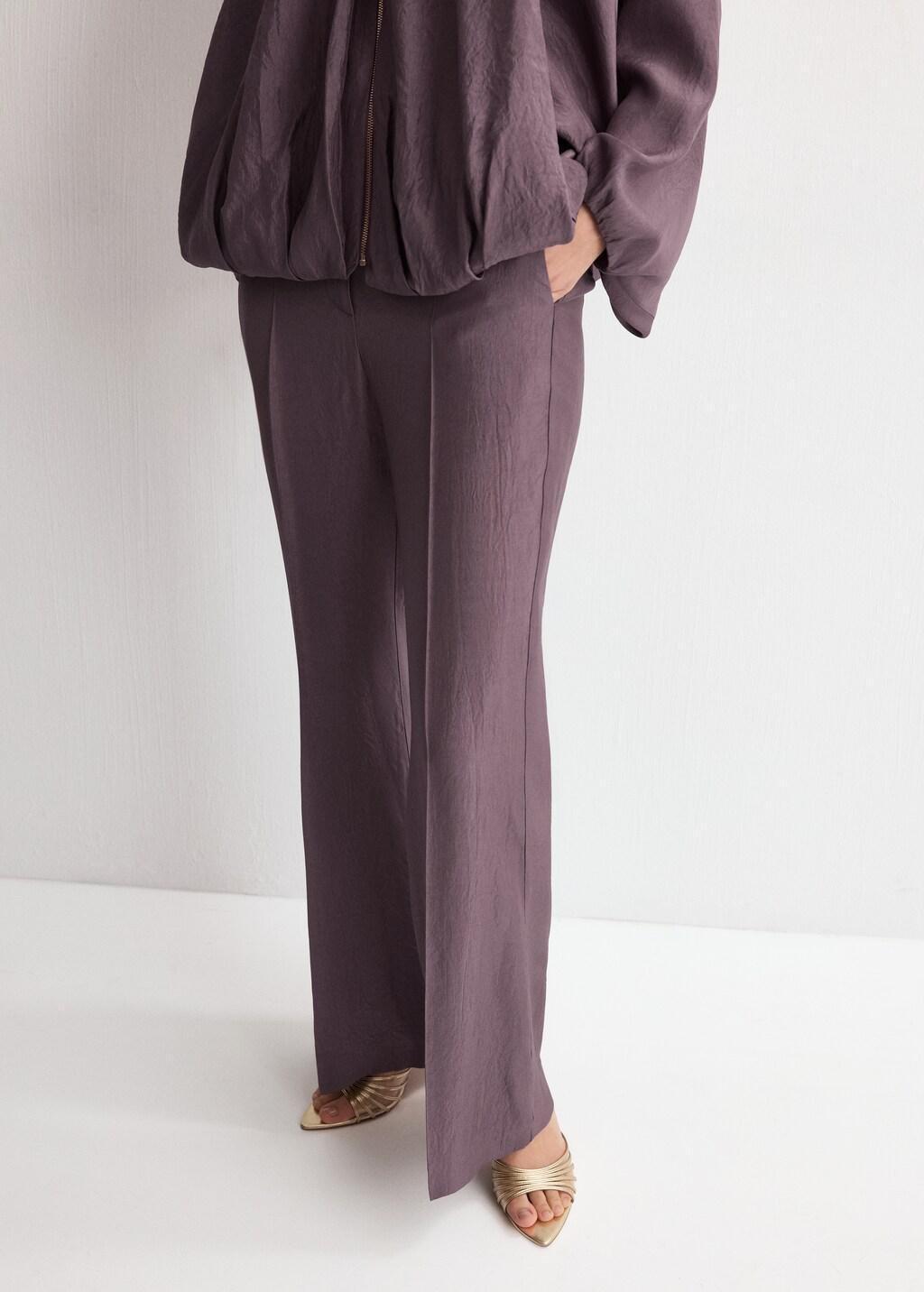 Purple Straight Mid-Rise Trousers, Medium Purple, large image number 3