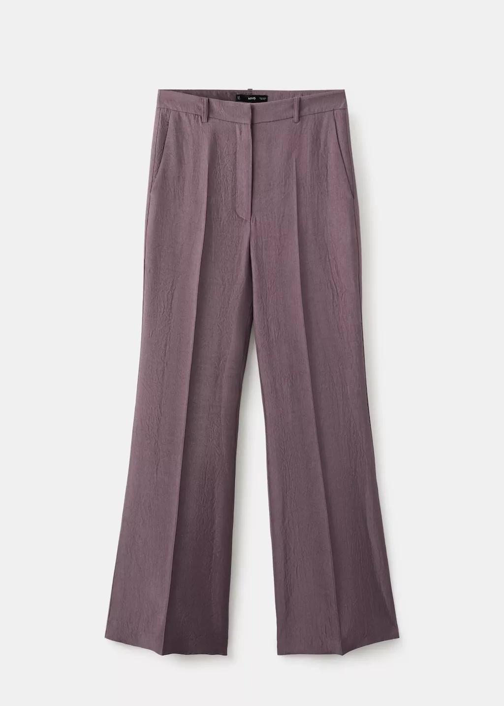 Purple Straight Mid-Rise Trousers, Medium Purple, large image number 7