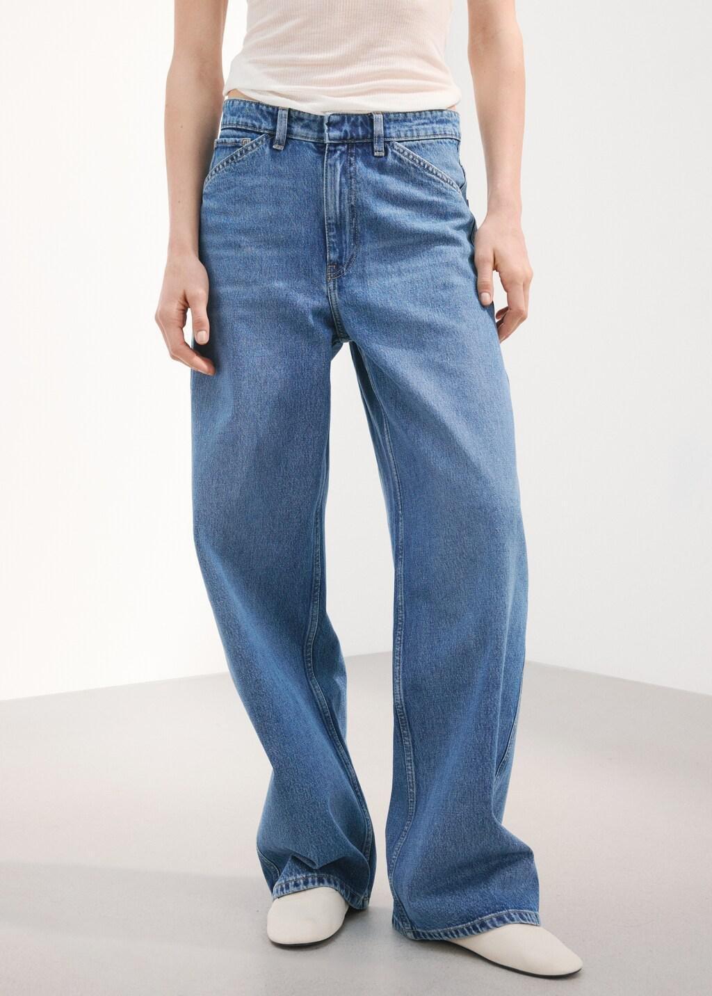 Blue Mid-Rise Balloon Jeans, Open Blue, large image number 3