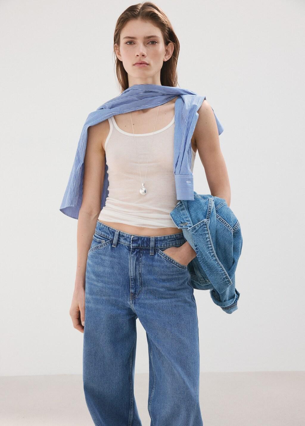 Blue Mid-Rise Balloon Jeans, Open Blue, large image number 4