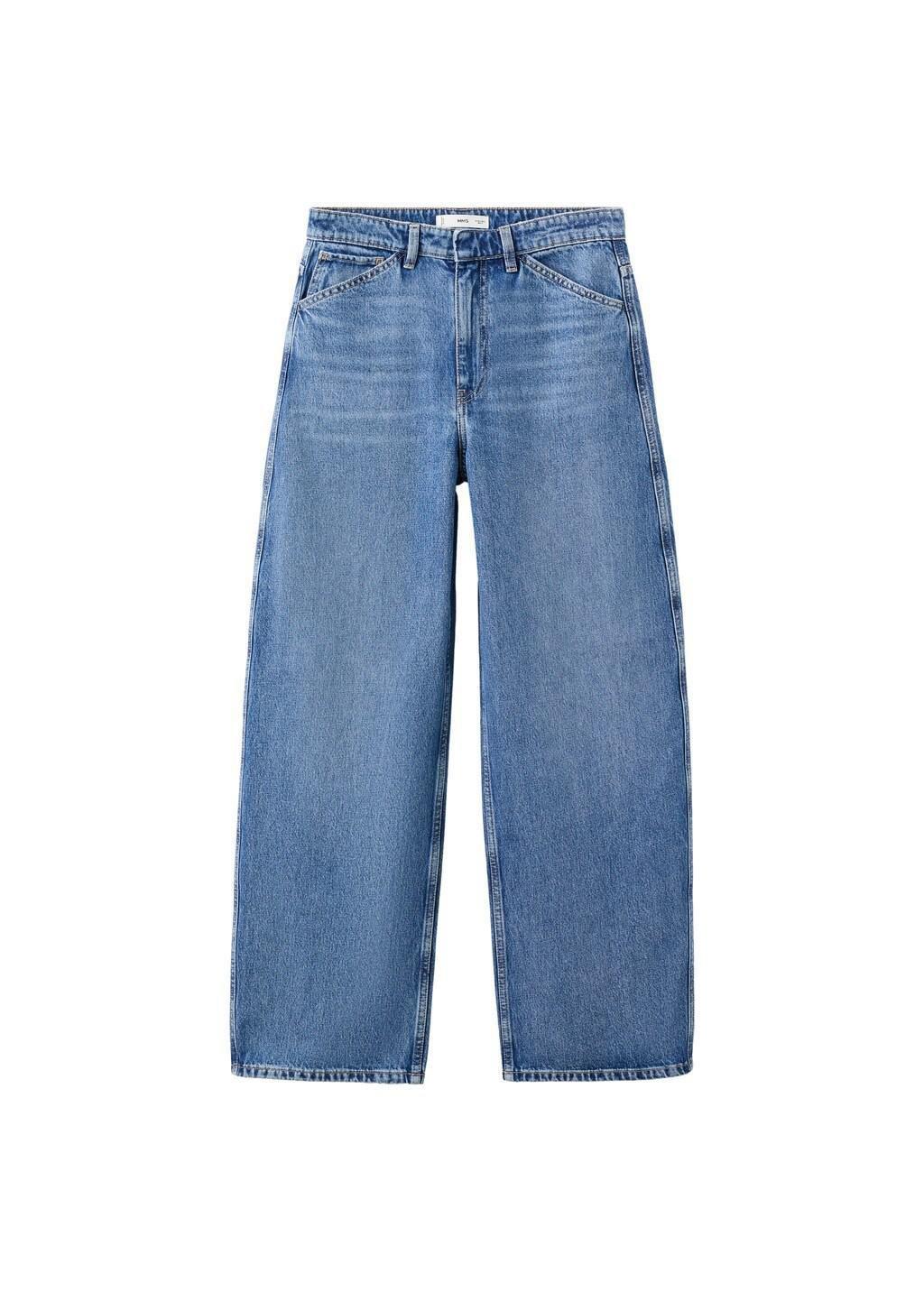 Blue Mid-Rise Balloon Jeans, Open Blue, large image number 7