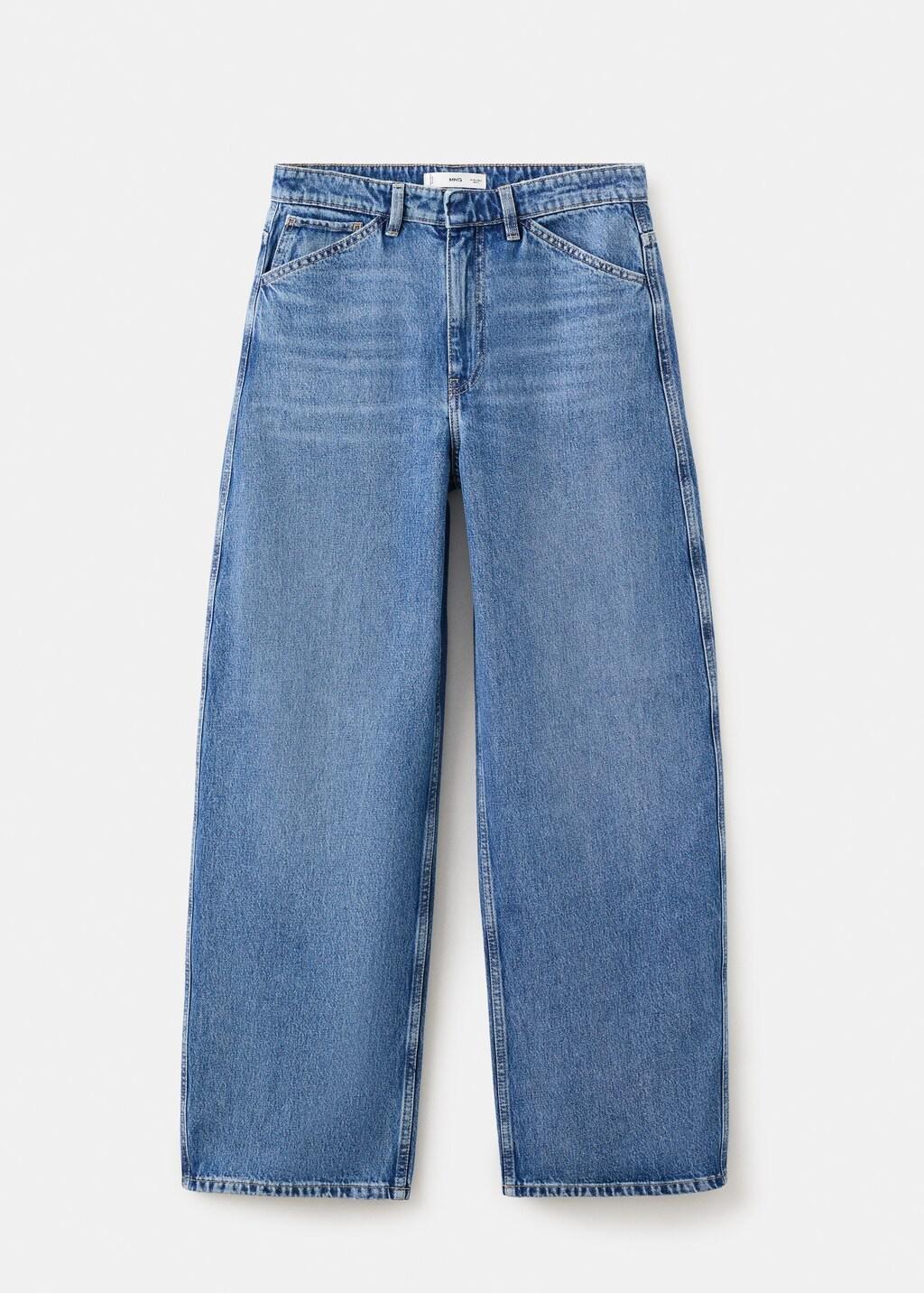Blue Mid-Rise Balloon Jeans, Open Blue, large image number 8