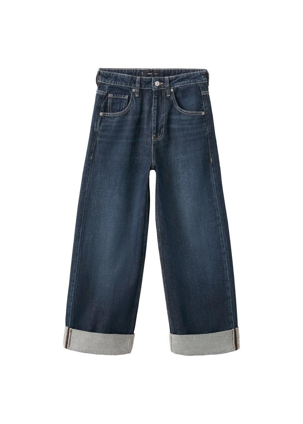 Blue Wide Leg Jeans With Turn-Up Hem, 0201_TS, large image number 6